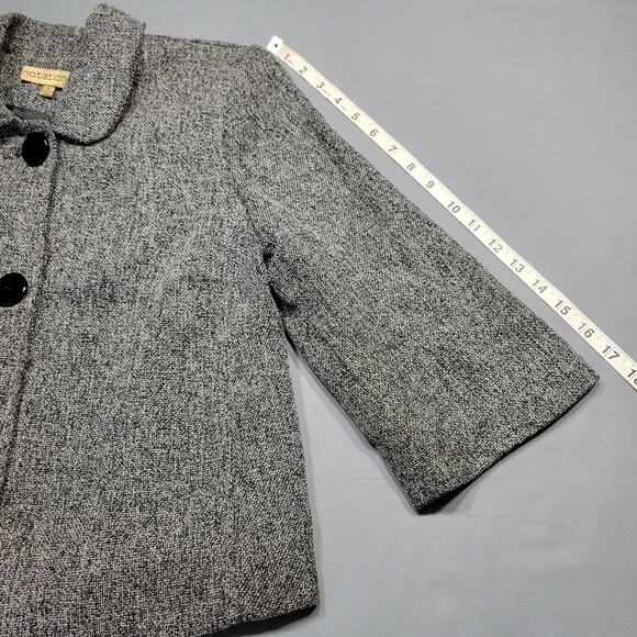 Notations Gray Charcoal Crop Jacket Preppy 3/4 Sleeves Button Up Women's Size S - Picture 9 of 10